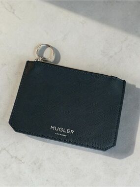 Mugler Parfums Black Zip Pouch / Key Ring Mini Cosmetic Bag